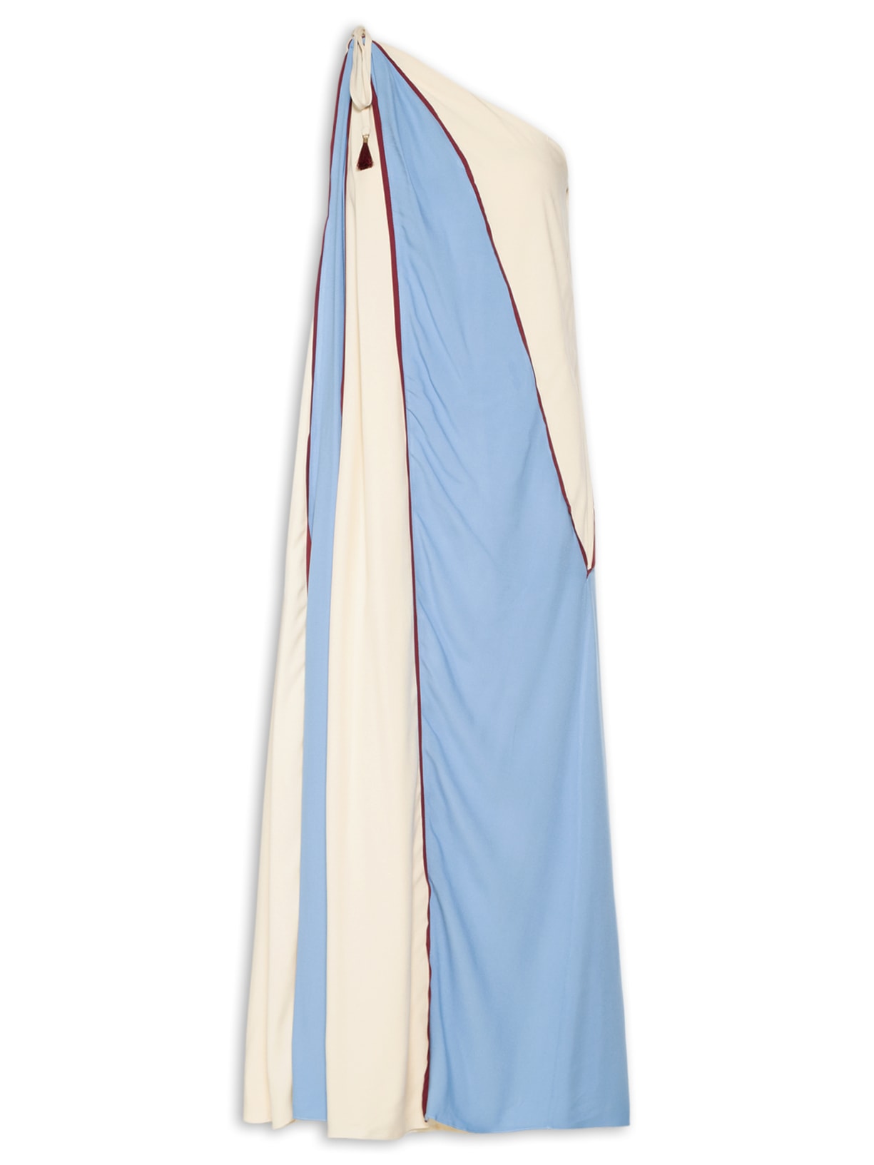 Vestido Crepe Recortes Color - Azul