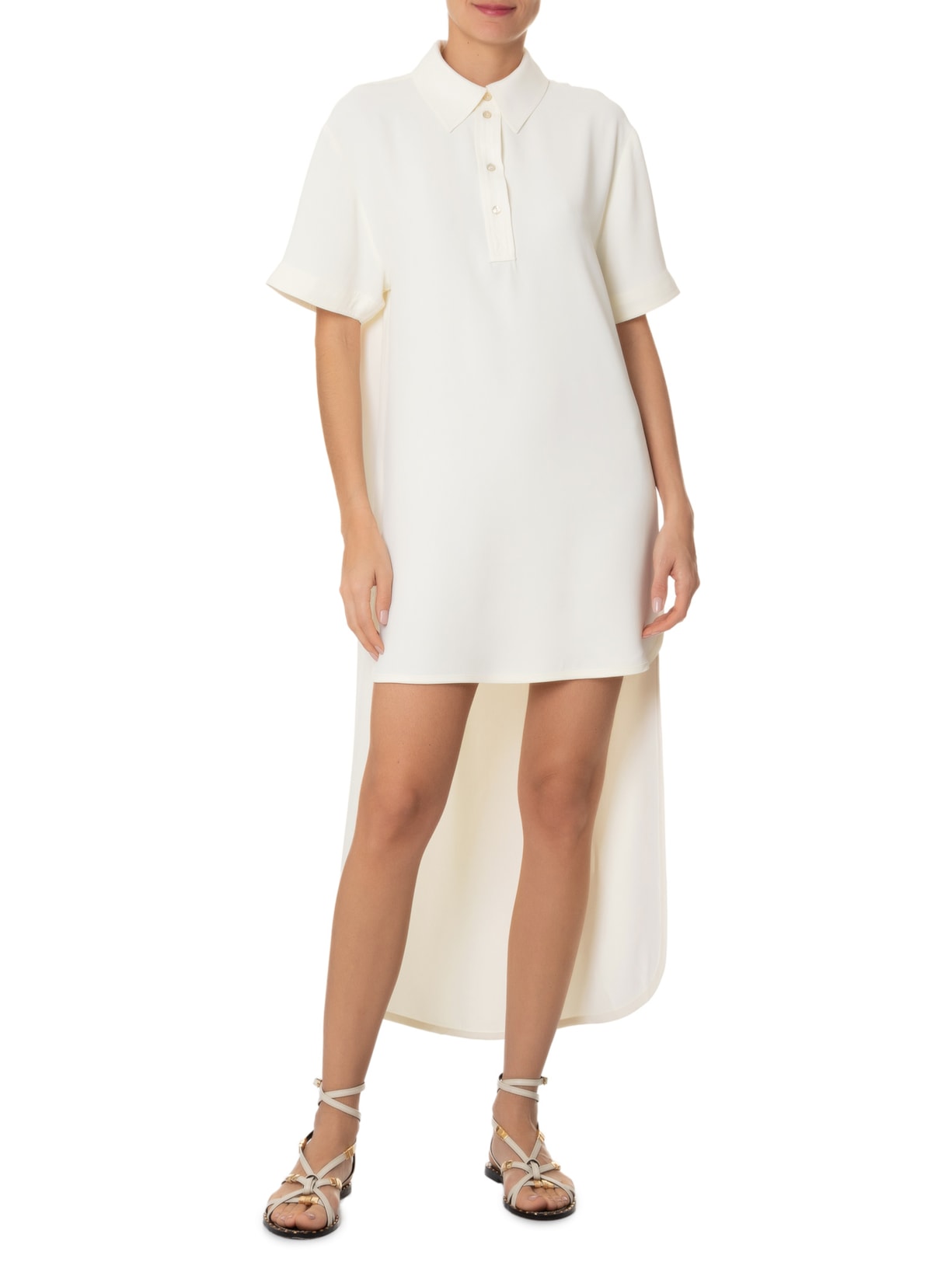 Vestido Crepe Round Gwen Off White Nk