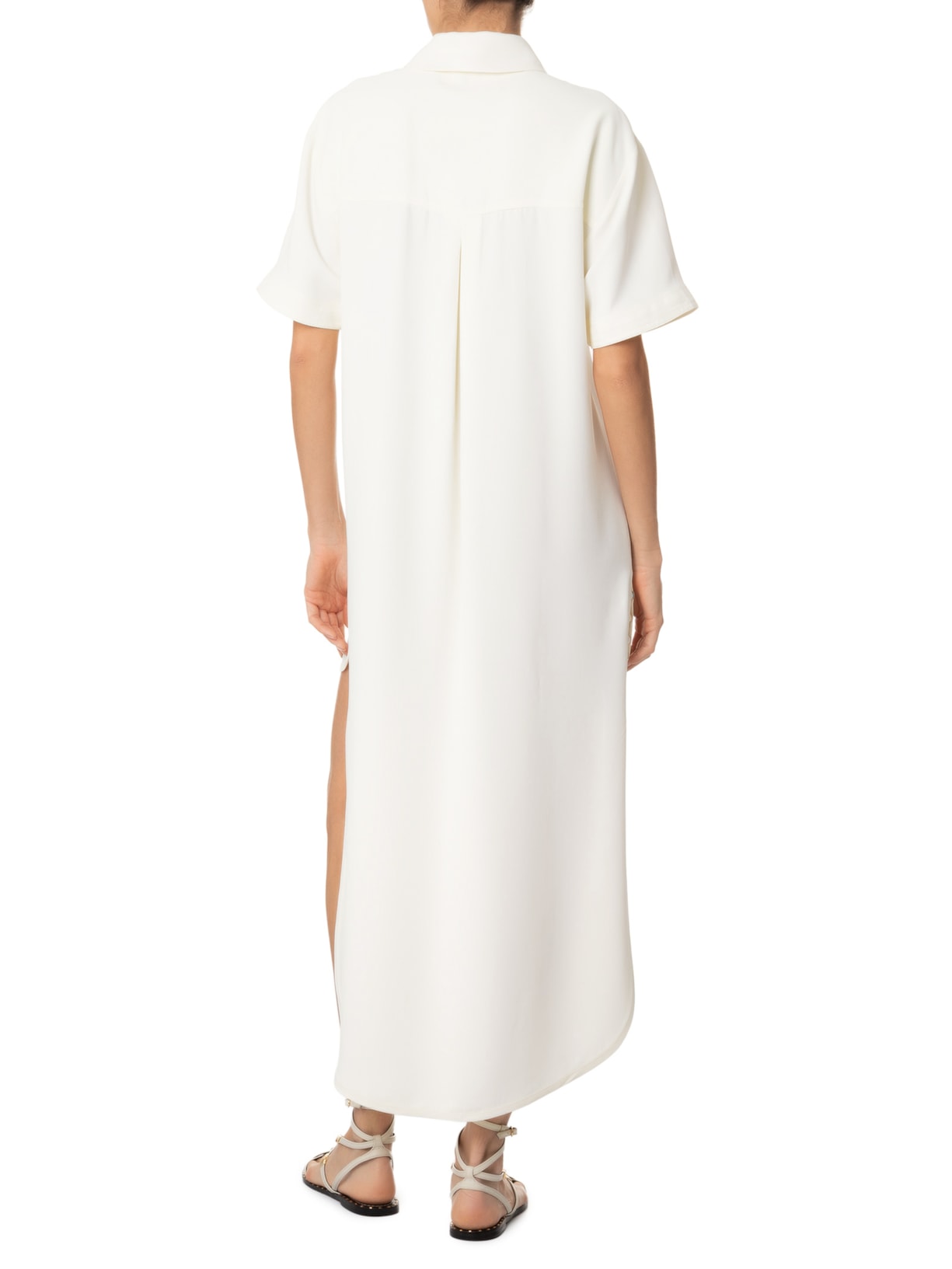 Vestido Crepe Round Gwen Off White Nk