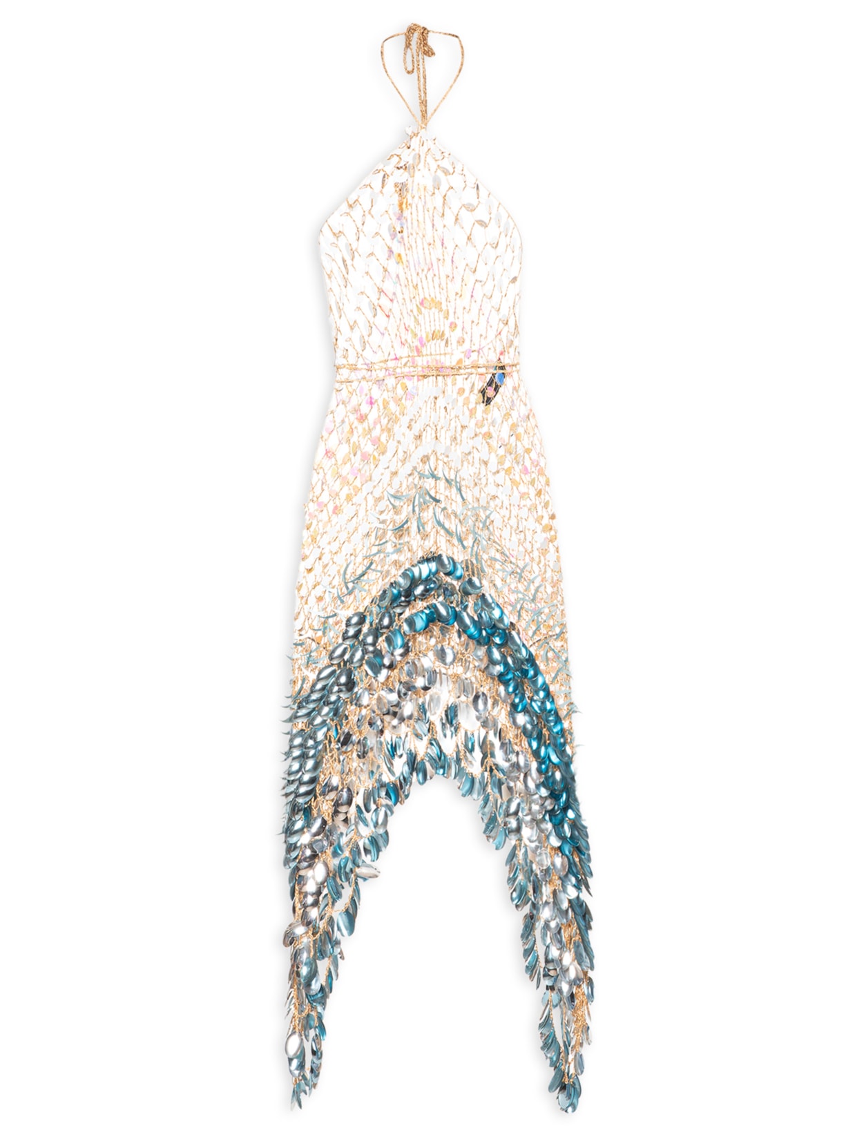 Vestido Crochê Cauda Dupla - Azul