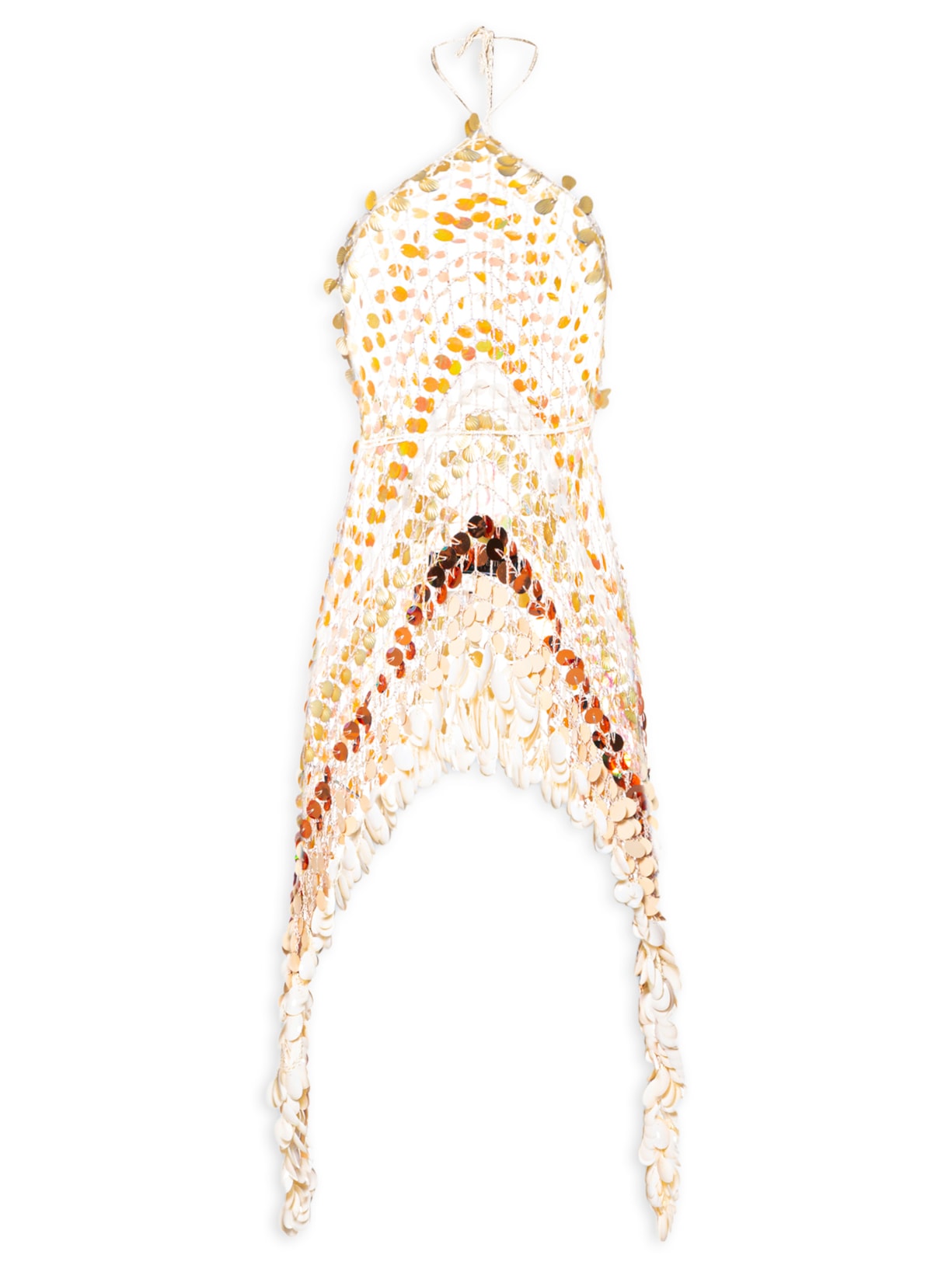 Vestido Crochê Cauda Dupla - Dourado