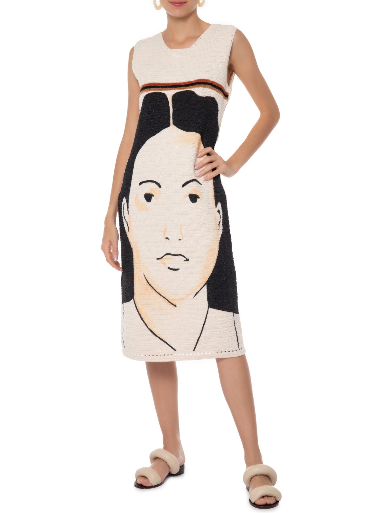 Vestido Crochê Face Bege Marina Bitu