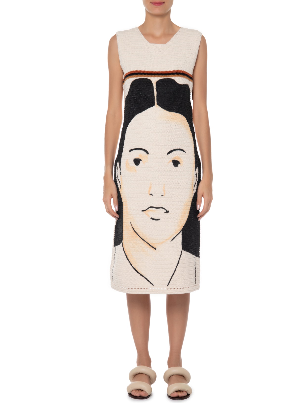 Vestido Crochê Face Bege Marina Bitu