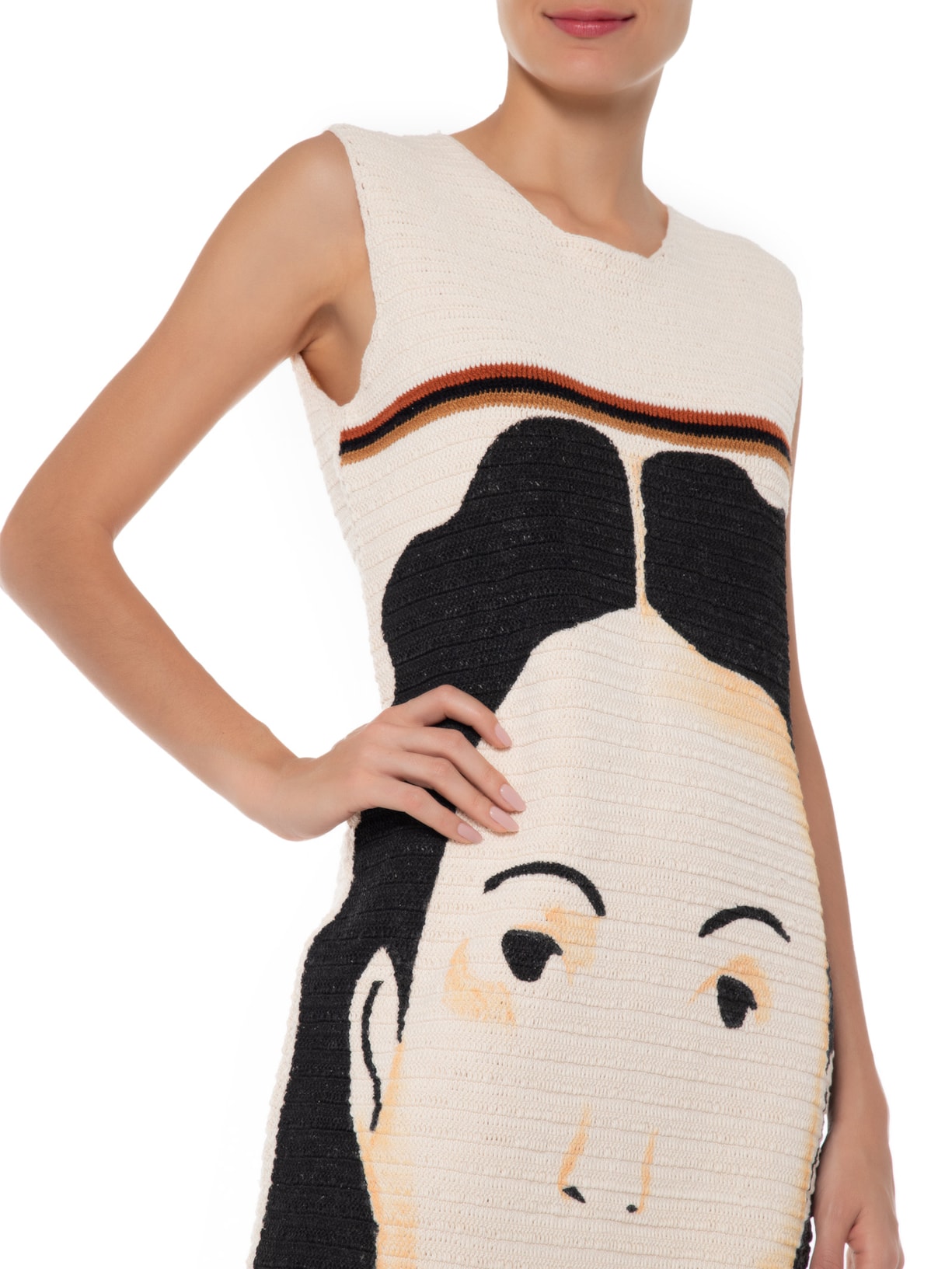 Vestido Crochê Face Bege Marina Bitu