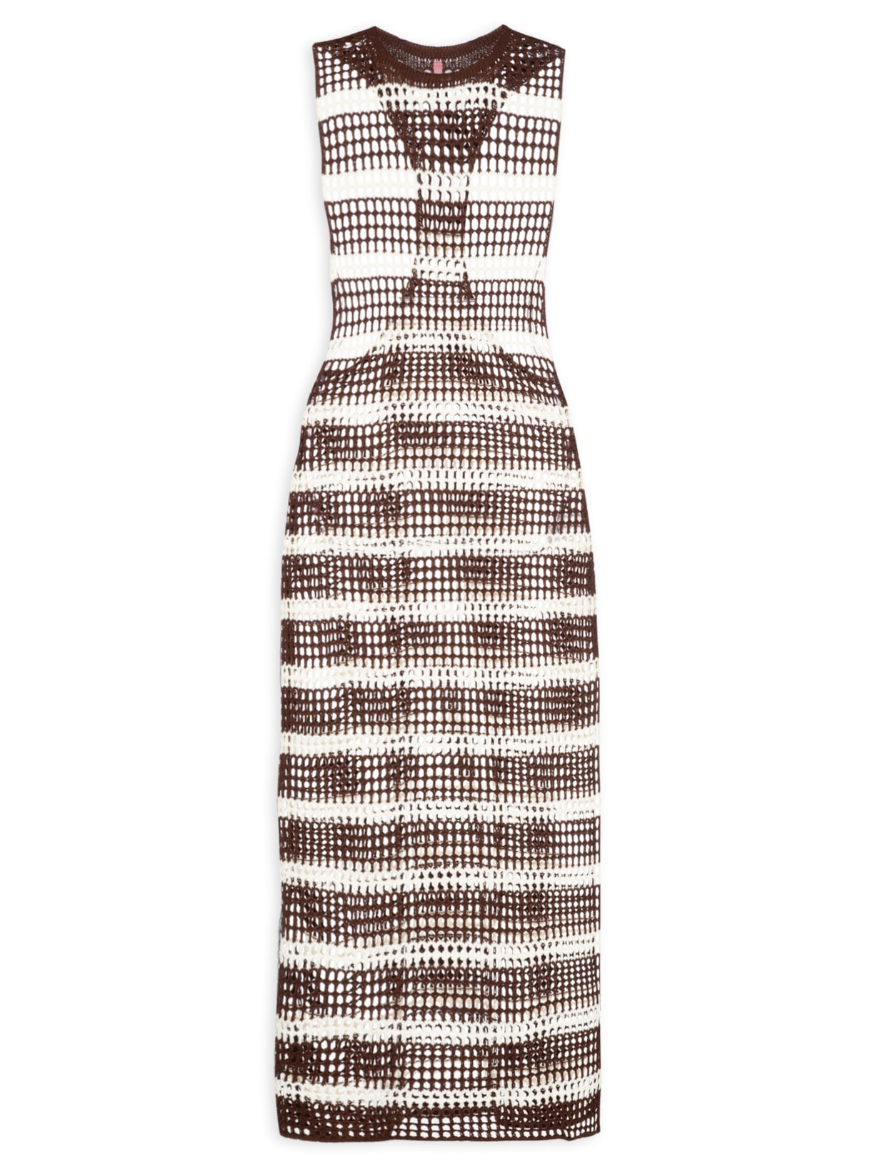 Vestido Crochê Listras - Marrom