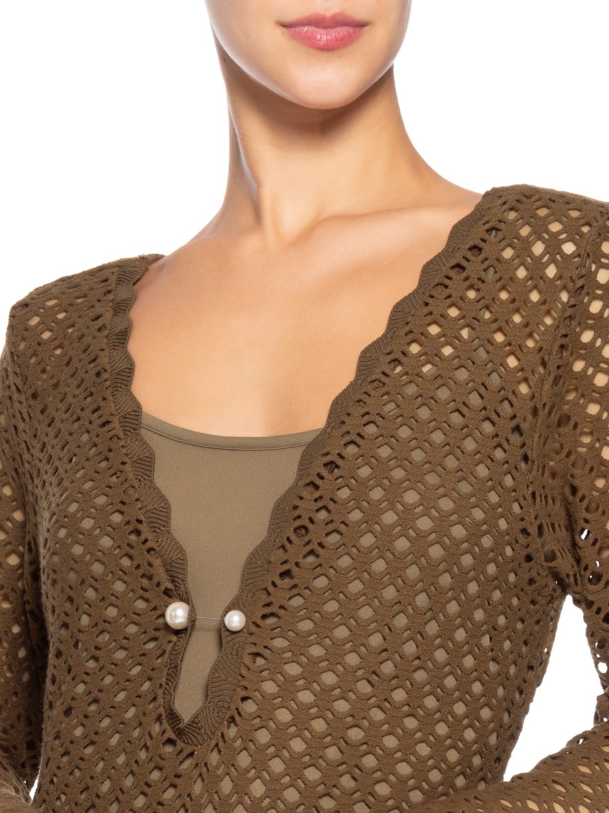 Vestido Crochet Beachwear Marrom Mktbeach