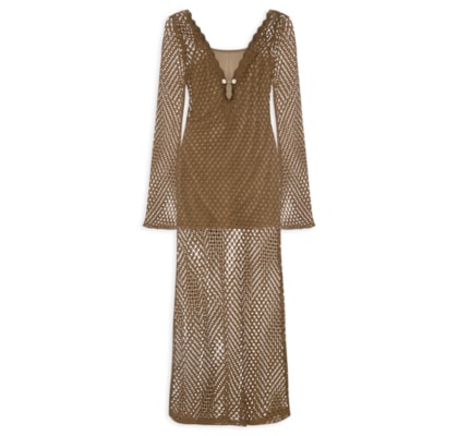Vestido Crochet Beachwear - Marrom
