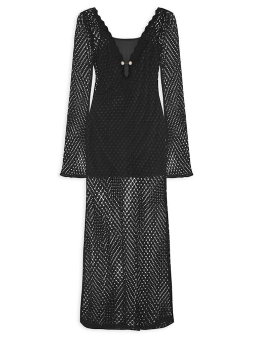 Vestido Crochet Beachwear - Preto