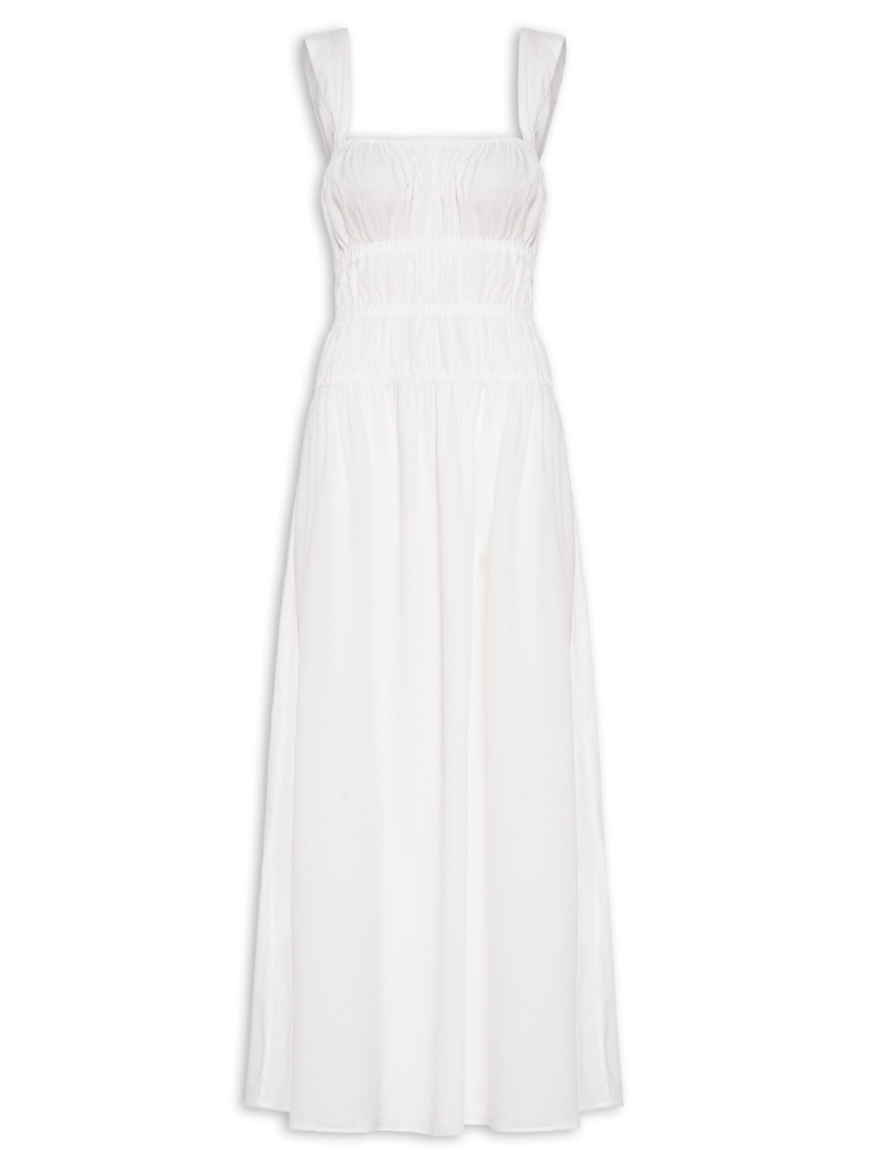 Vestido Cropped Algodão Franzido Off White Dress To