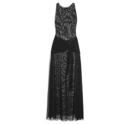 Vestido Cropped Amarração Tule - Preto