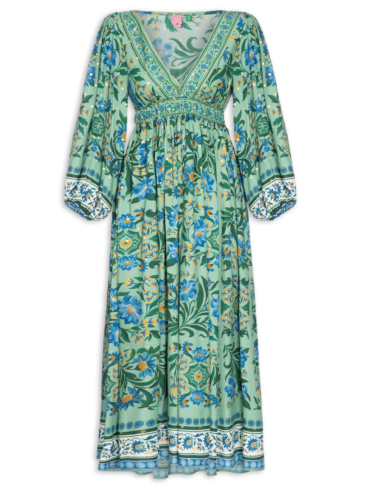 Vestido Cropped Azulejo Florido - Verde