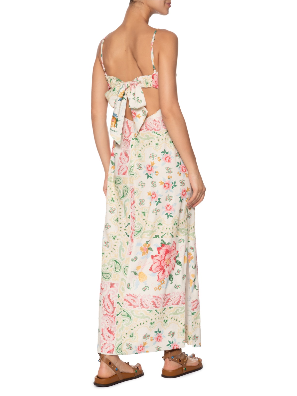 Vestido Cropped Borda Bandana Bege Farm