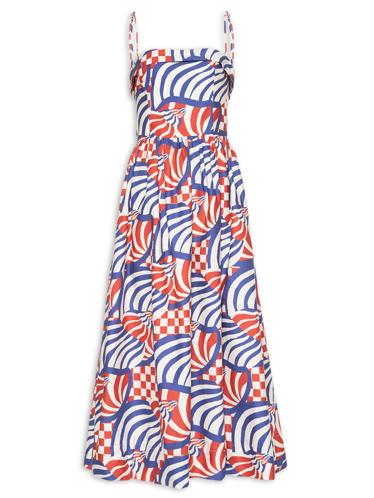 Vestido Cropped Concha Gráfica - Vermelho