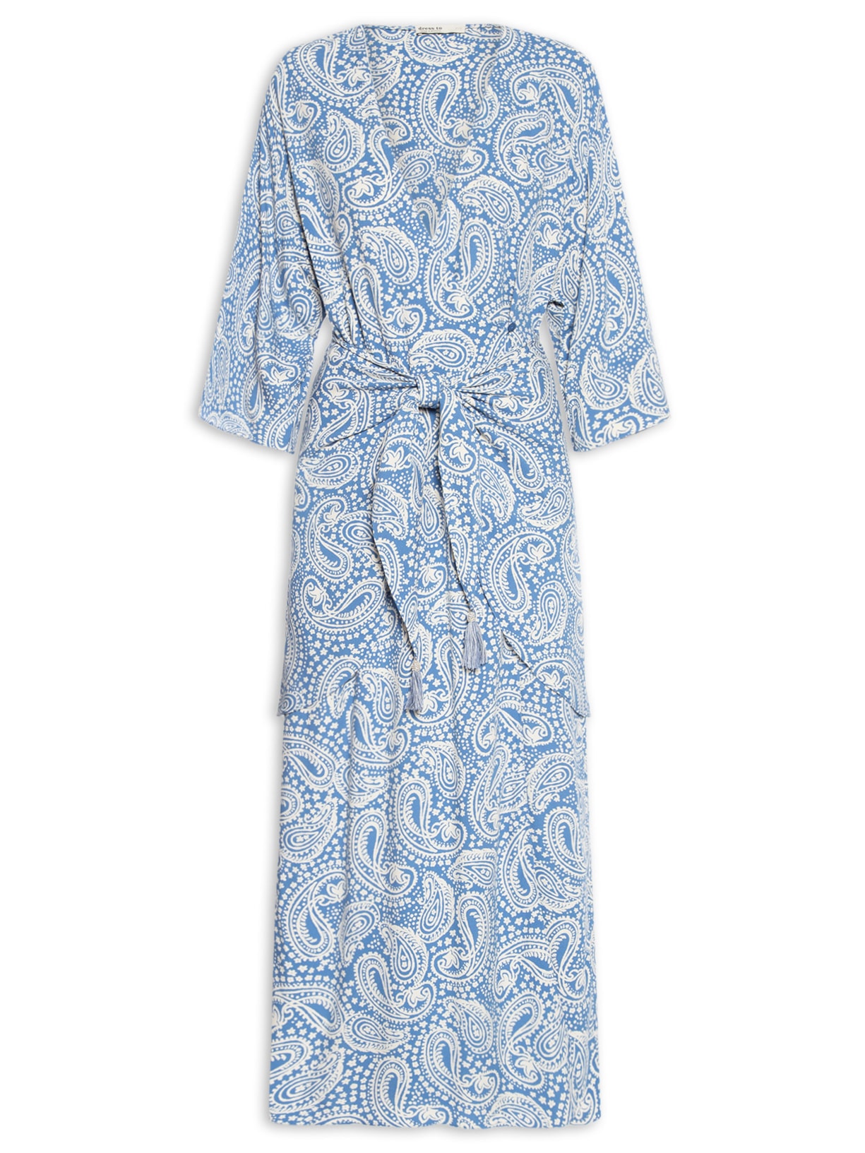 Vestido Cropped Crepe Estampa Céu Sereno - Azul