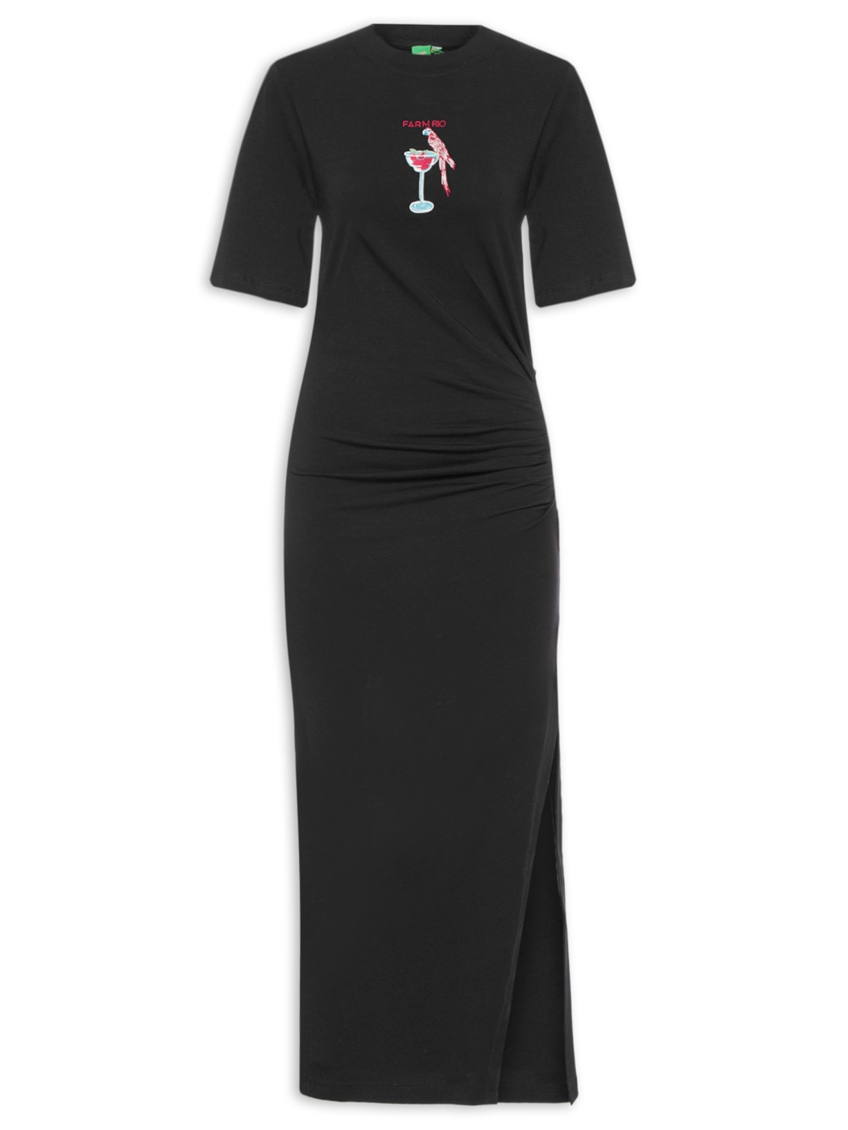 Vestido Cropped Drink Pintado - Preto