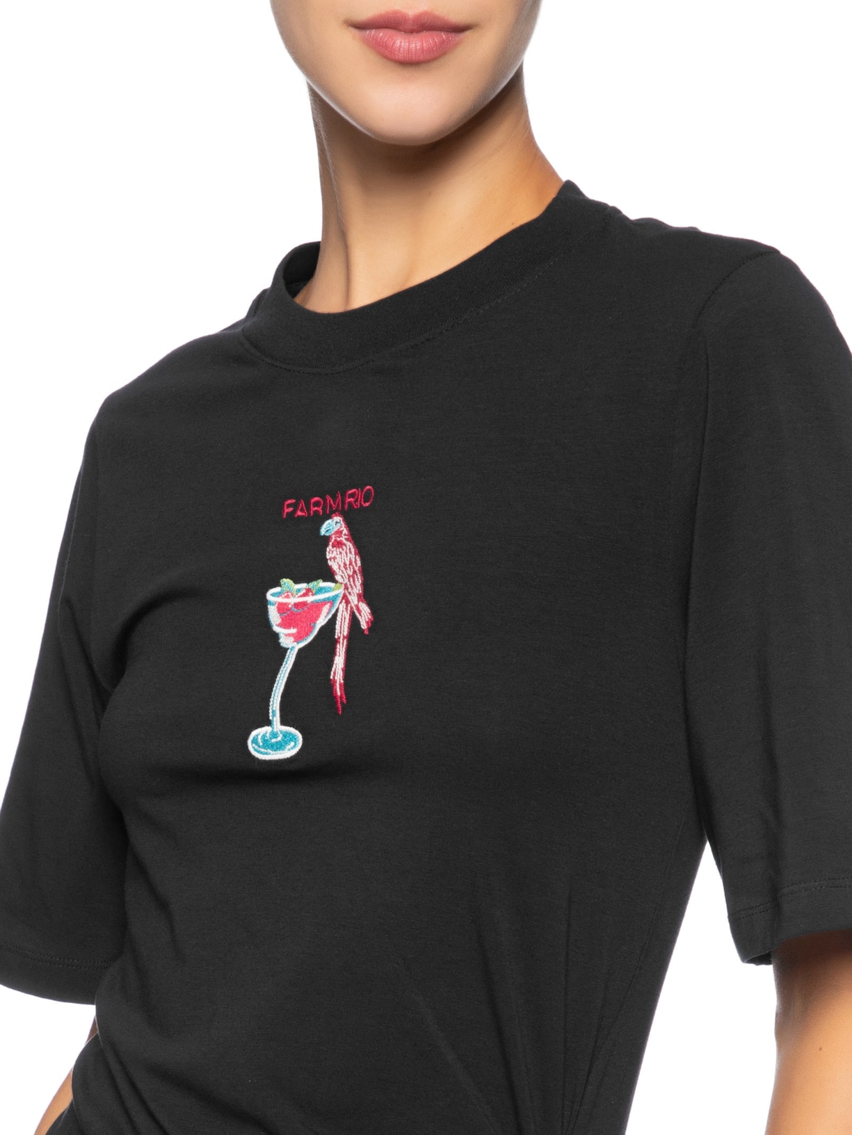 Vestido Cropped Drink Pintado Preto Farm