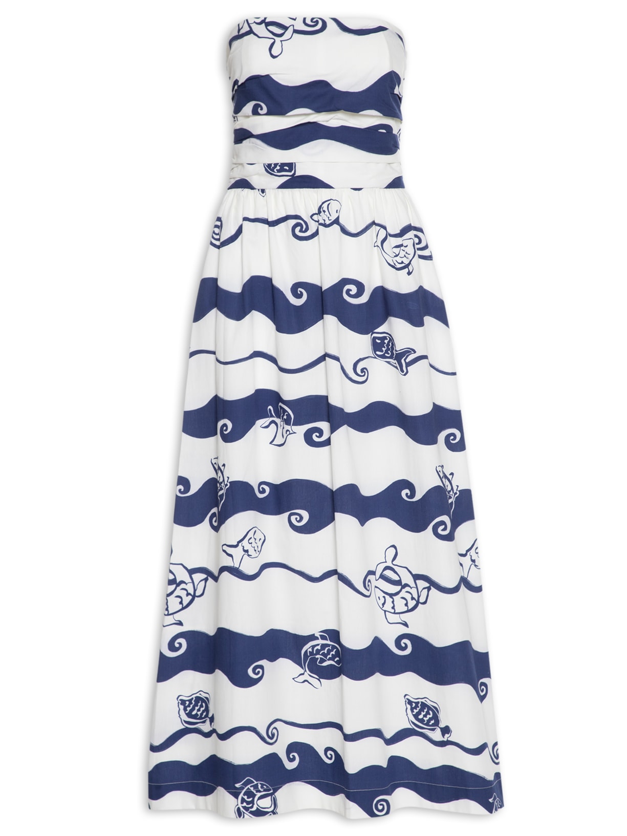 Vestido Cropped Estampa Pintado - Azul