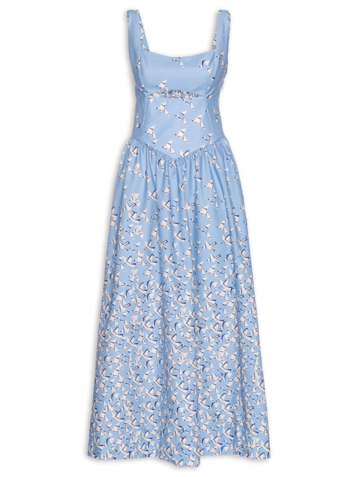 Vestido Cropped Estampa Voo Livre - Azul
