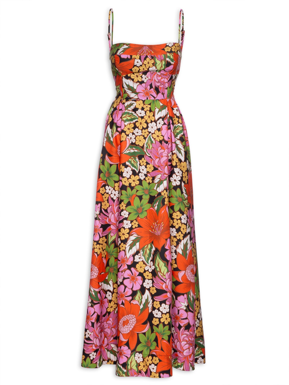 Vestido Cropped Floral Vivi - Preto