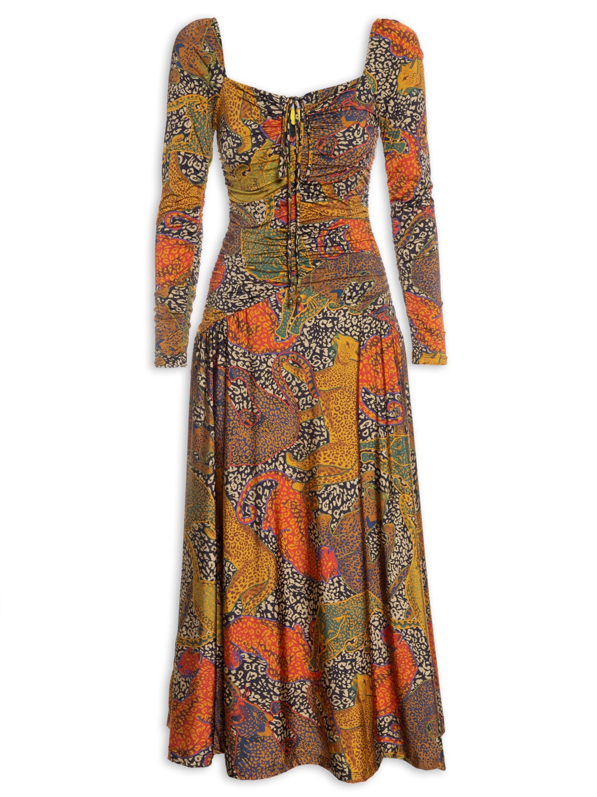 Vestido Cropped Franzido Felina - Animal Print