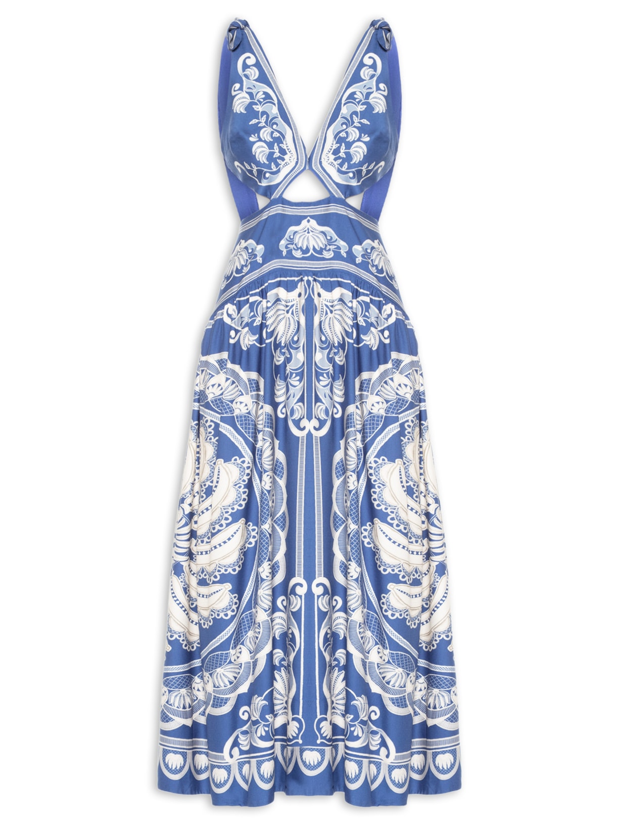 Vestido Cropped Lenço Jardim de Banana - Azul