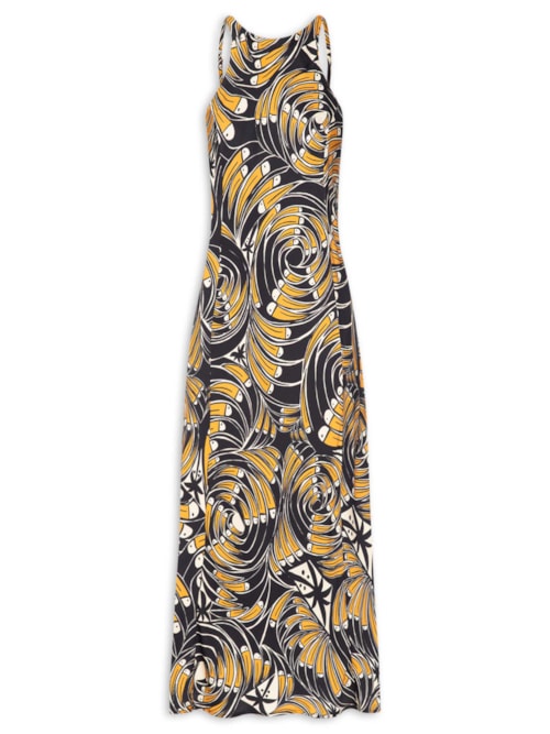 Vestido Cropped Leque De Tucanos - Preto