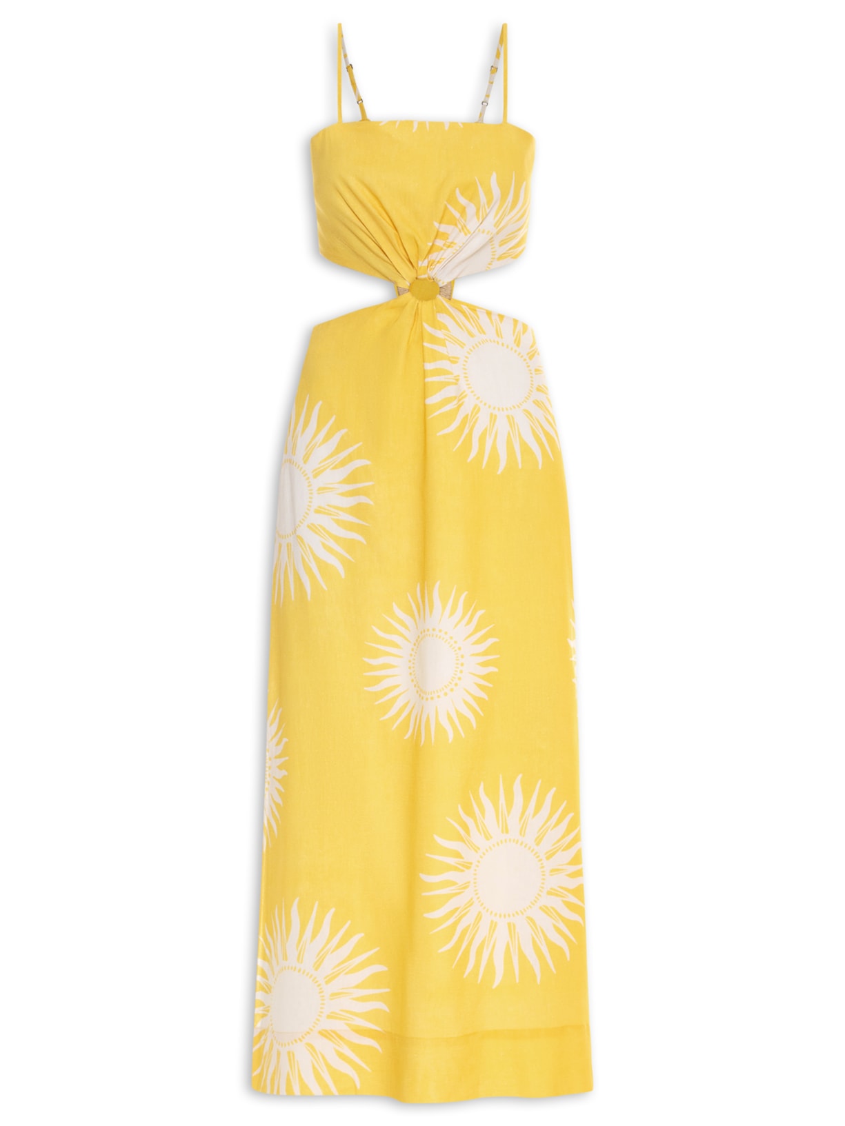 Vestido Cropped Linho Estampa Solare - Amarelo