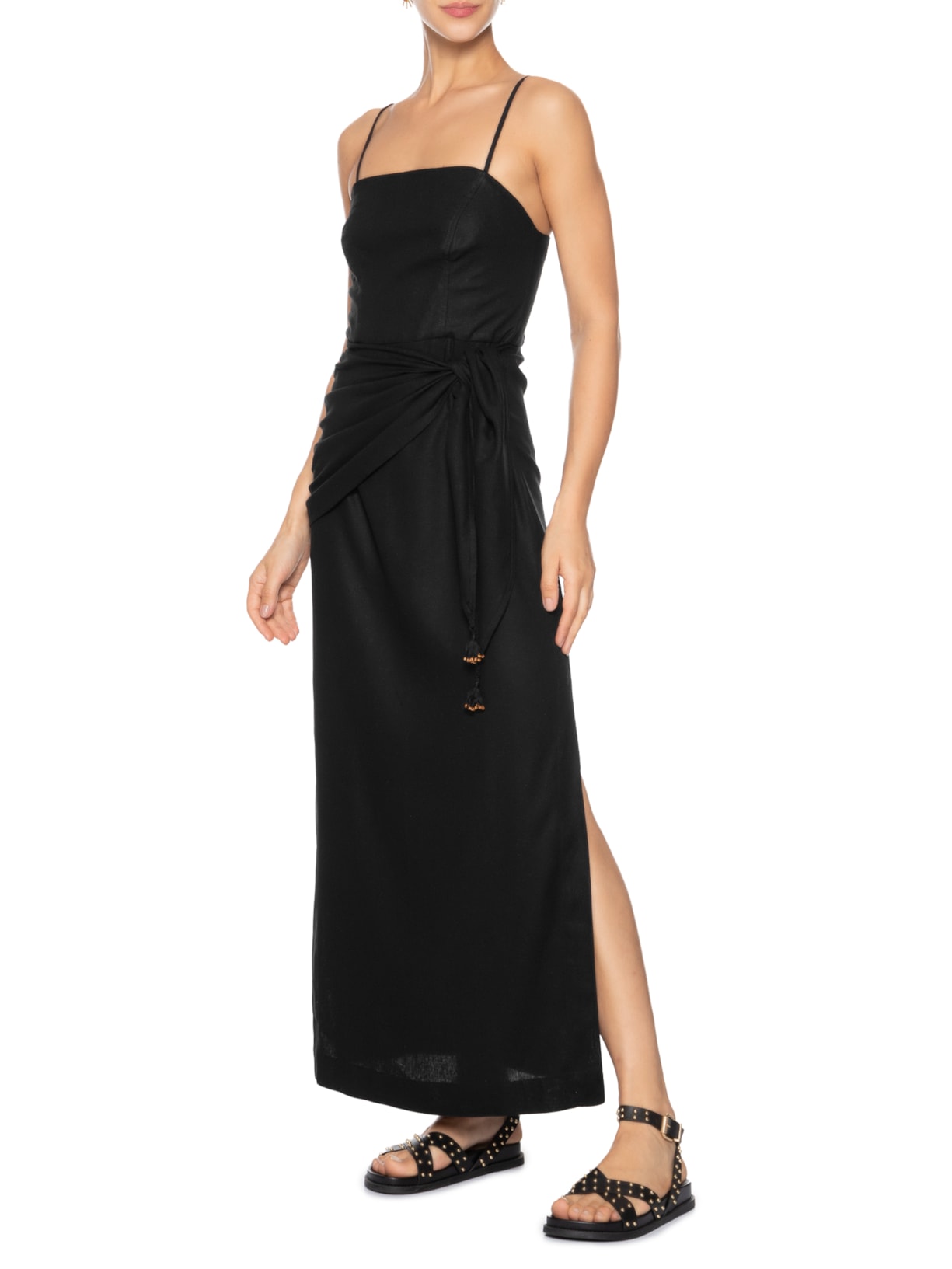 Vestido Cropped Linho Parêo Preto Dress To