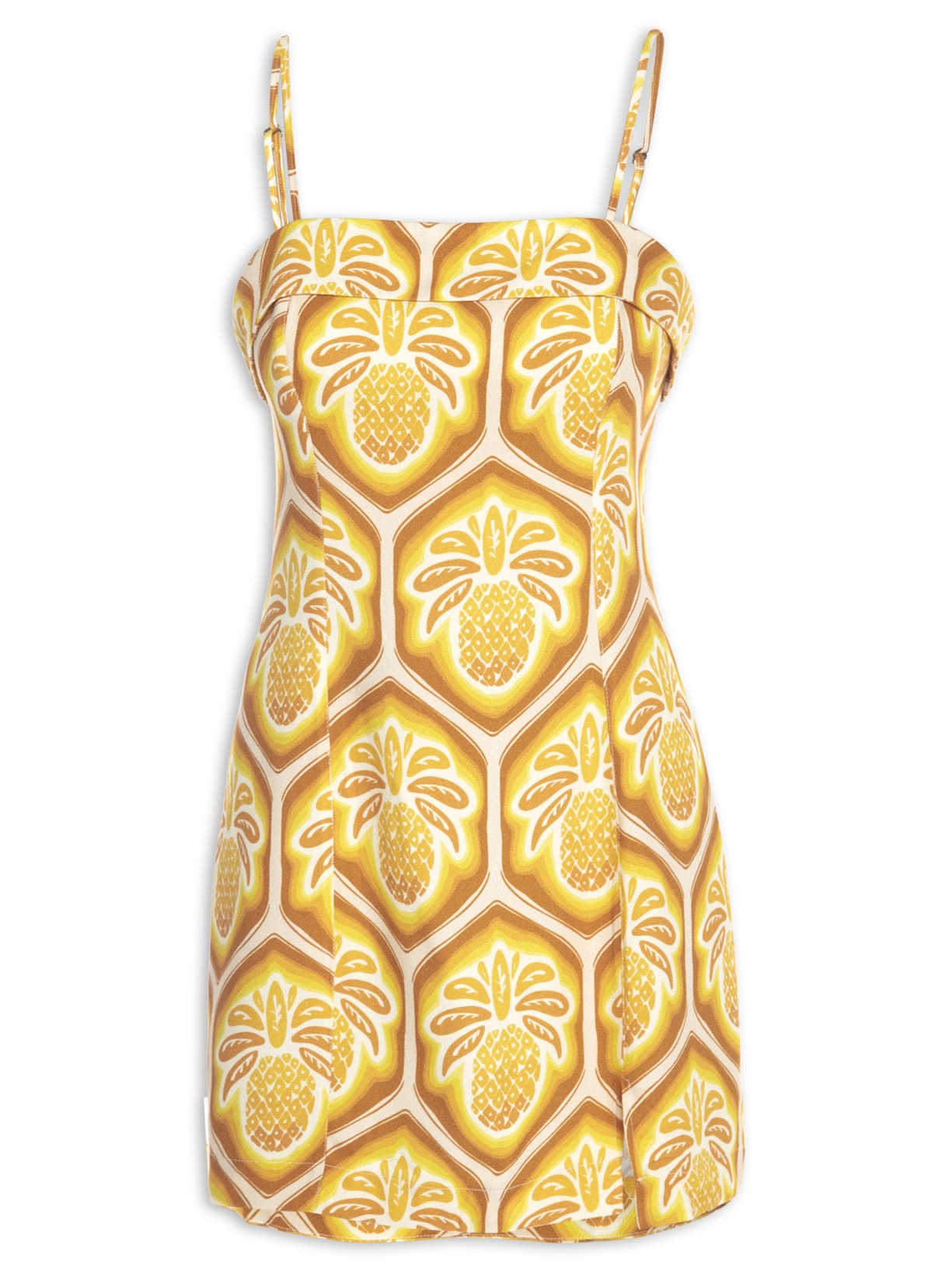 Vestido Curto Abacaxi Cobogo - Amarelo