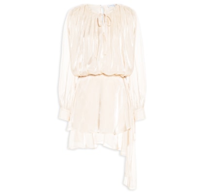 Vestido Curto Acetinado - Bege