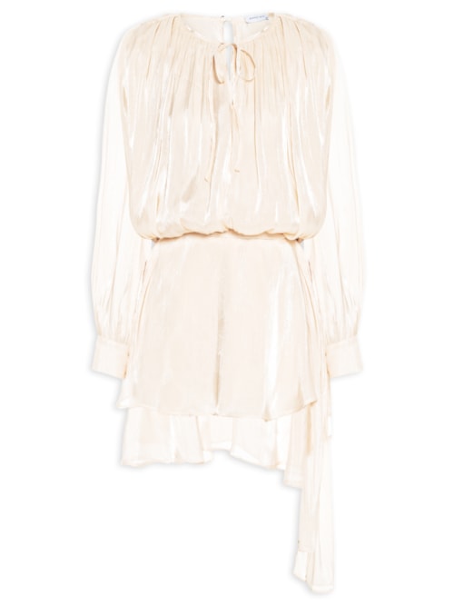 Vestido Curto Acetinado - Bege