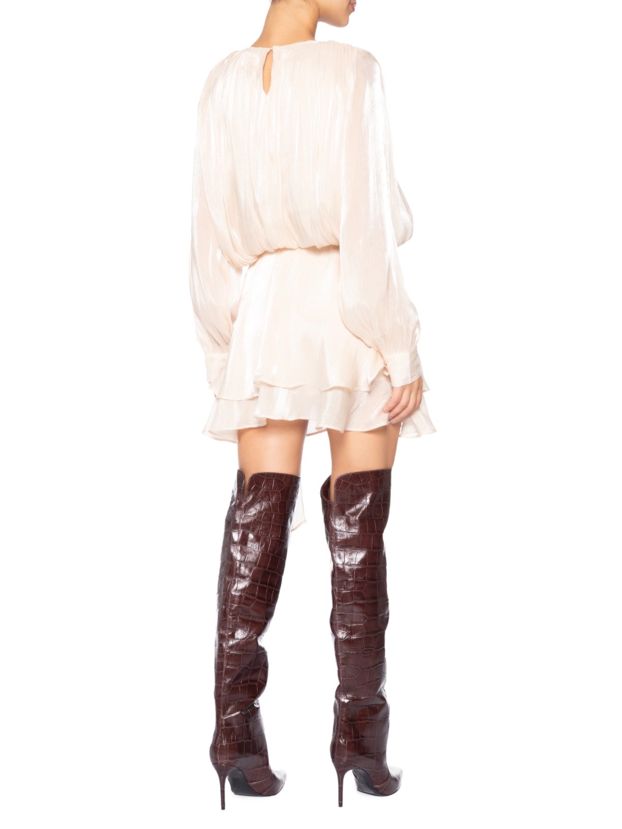 Vestido Curto Acetinado Bege Market 33