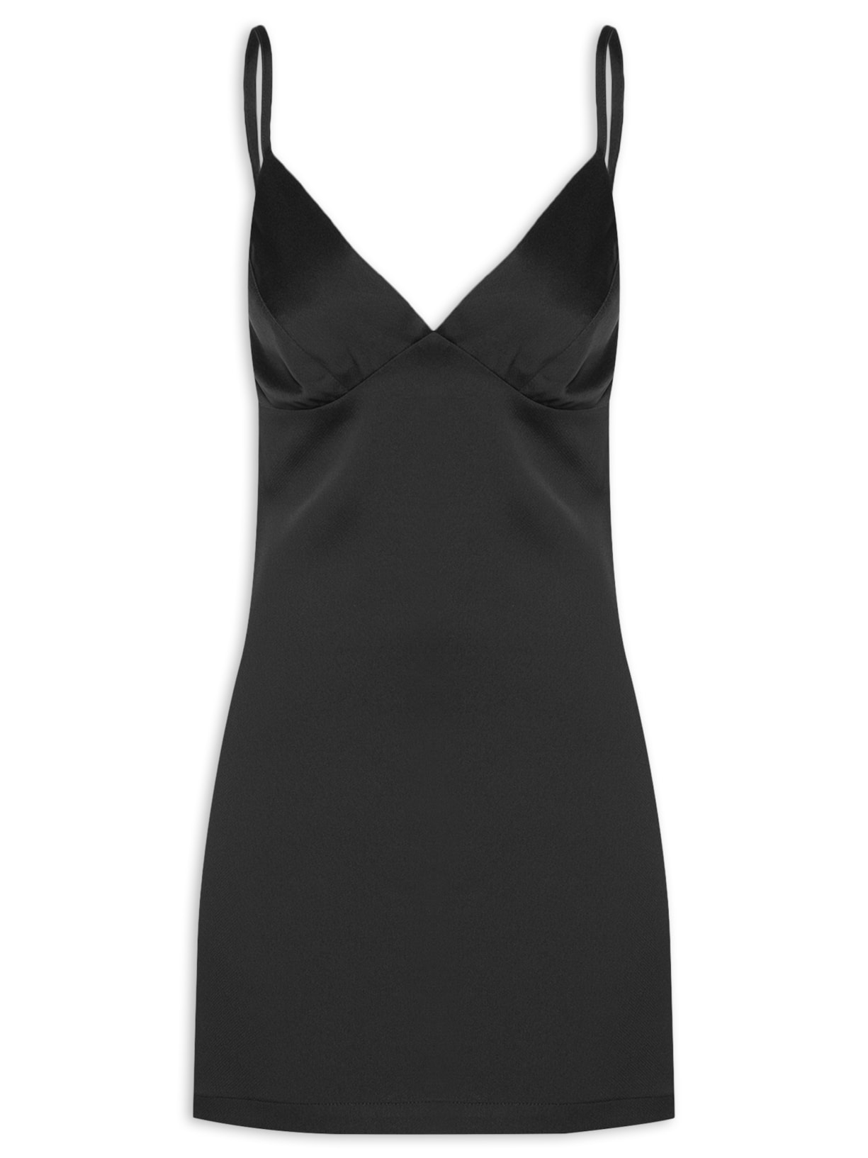 Vestido Curto Acetinado - Preto