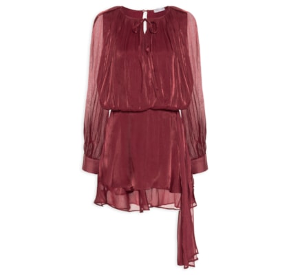 Vestido Curto Acetinado - Vermelho