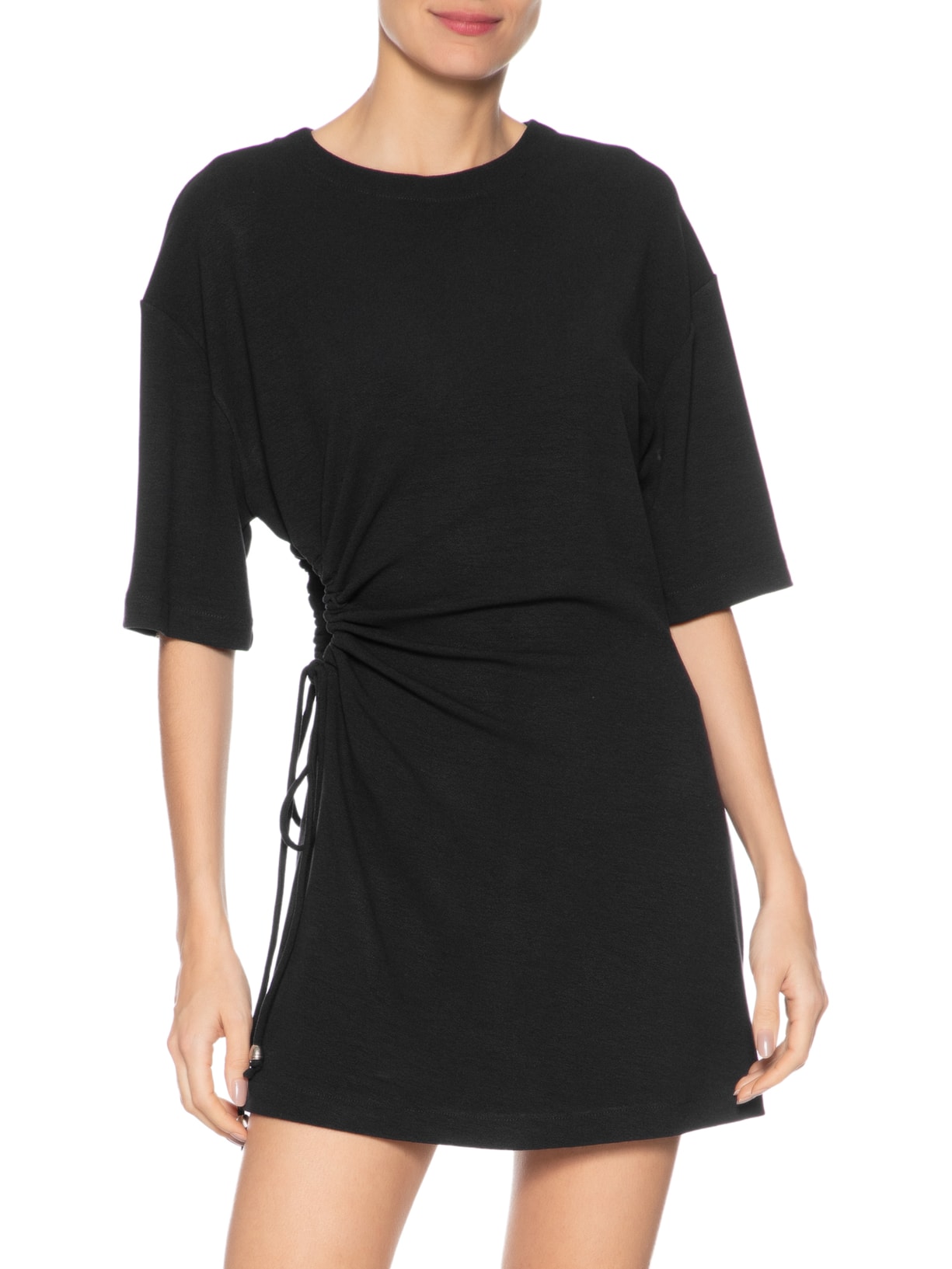 Vestido Curto Ajuste Lateral Preto Animale Jeans