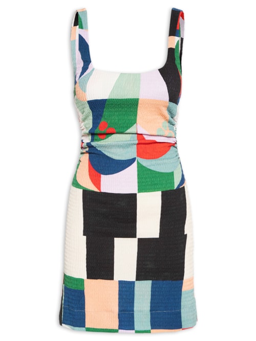 Vestido Curto Alça Recanto Dos Coqueiros - Azul