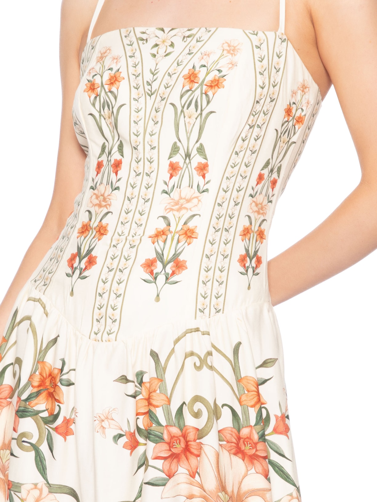 Vestido Curto Alcinha Recanto de Flor Laranja Farm