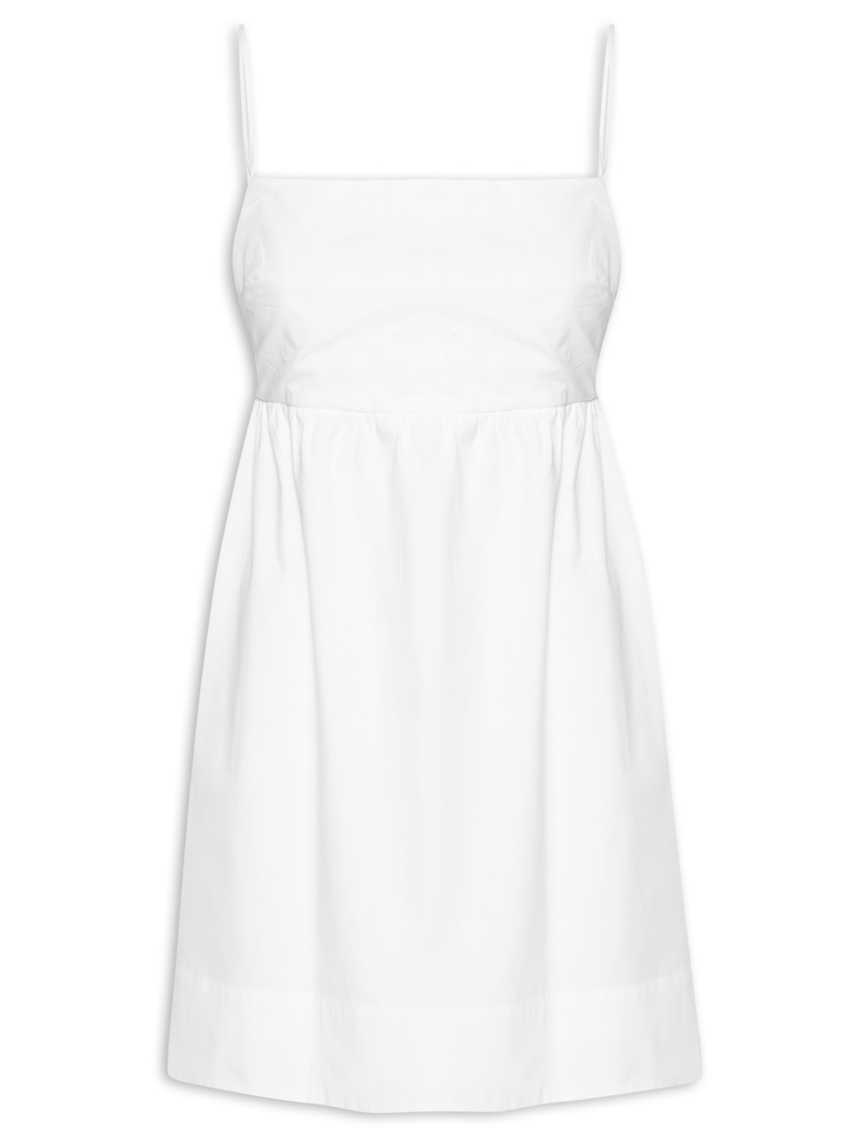 Vestido Curto Algodão Decote Reto - Branco