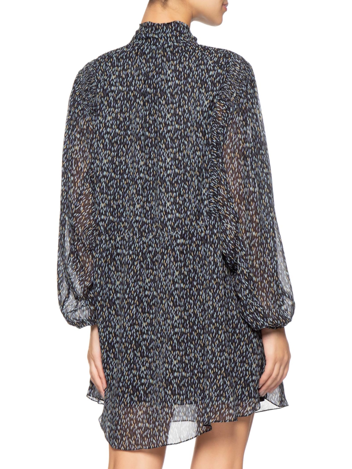 Vestido Curto Amarração Textura Drops Azul Animale