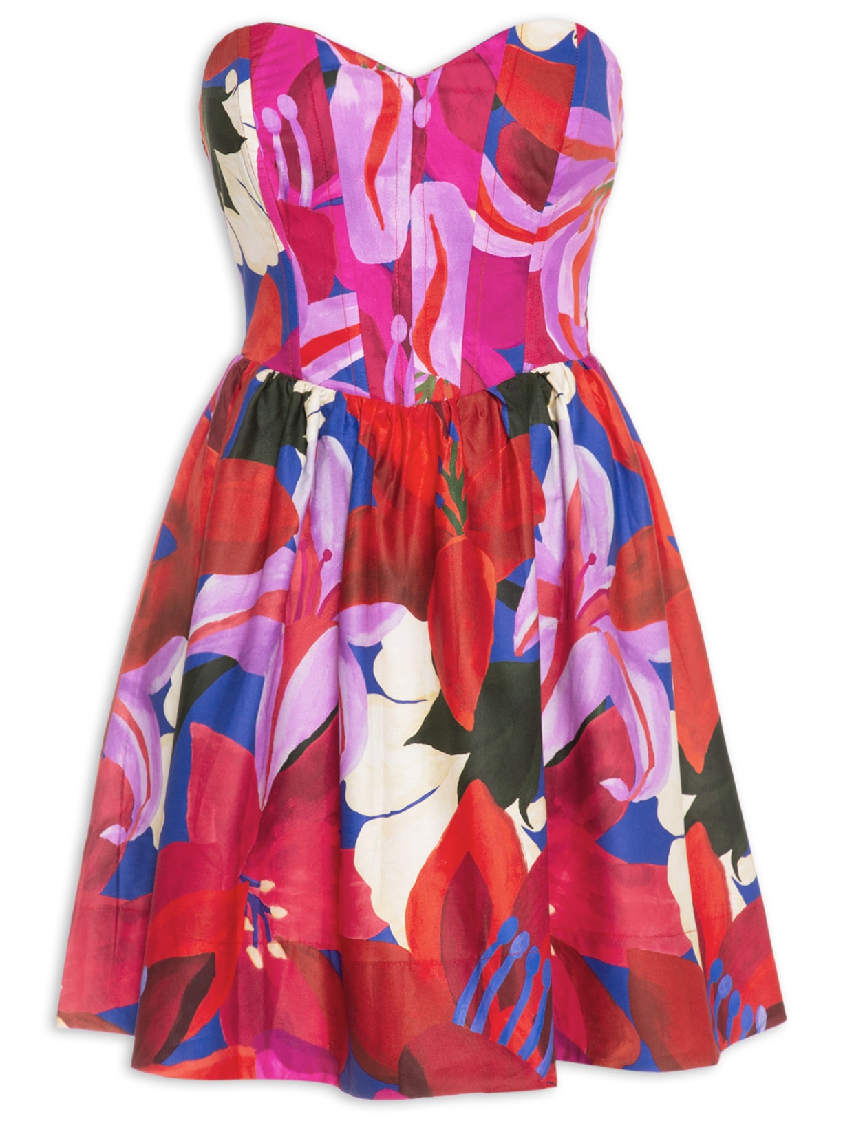 Vestido Curto Aquarela Floral - Azul