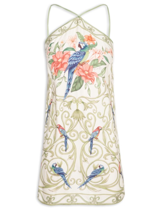 Vestido Curto Arabesco Tropical - Off White