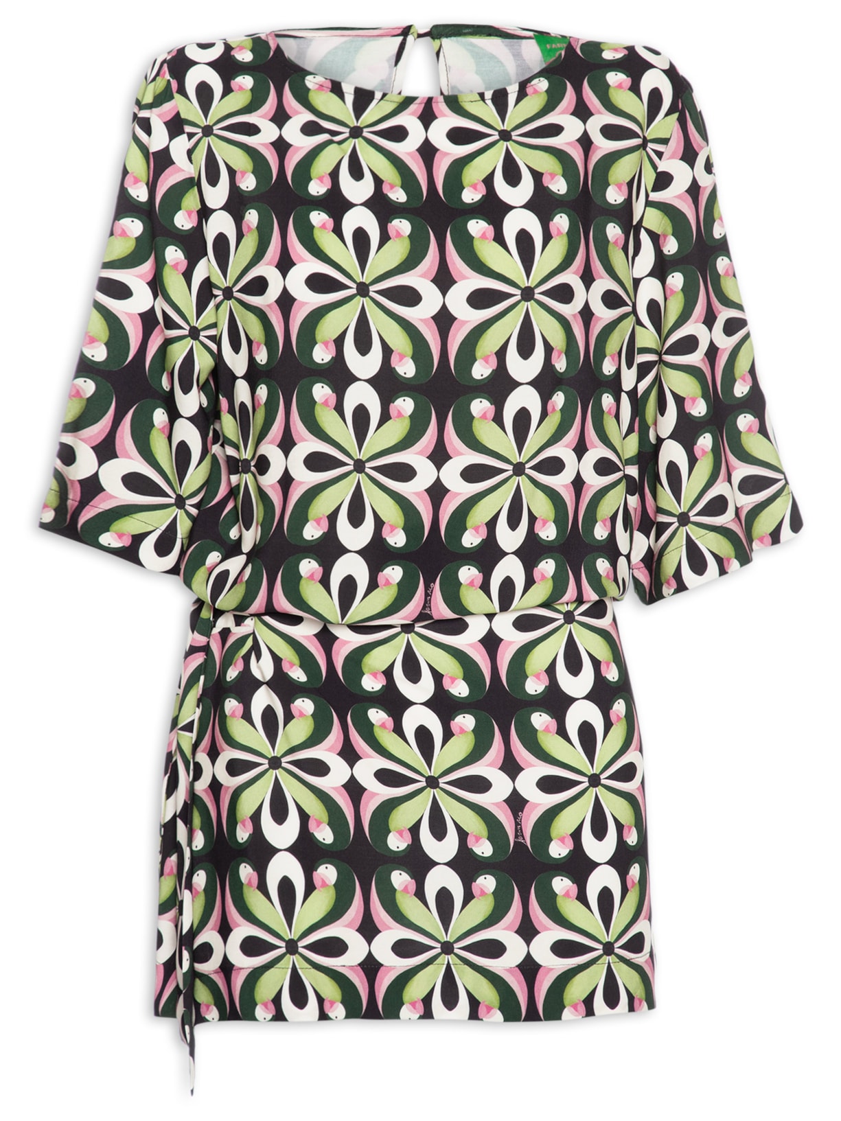Vestido Curto Arara De Flor Preto Farm