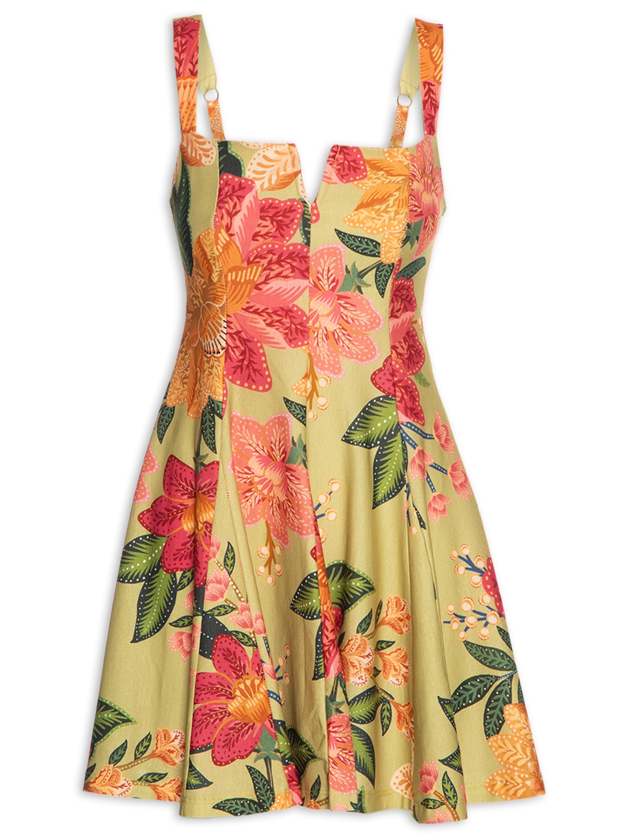 Vestido Curto Arara Em Flor - Verde