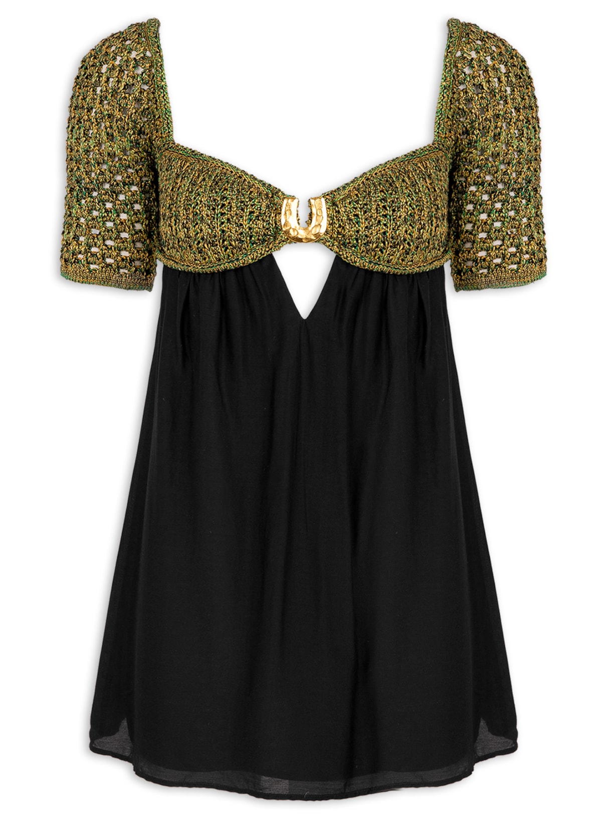 Vestido Curto Aria Det - Preto