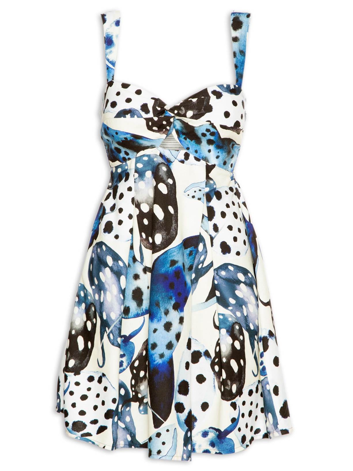 Vestido Curto Arraia Poá - Azul