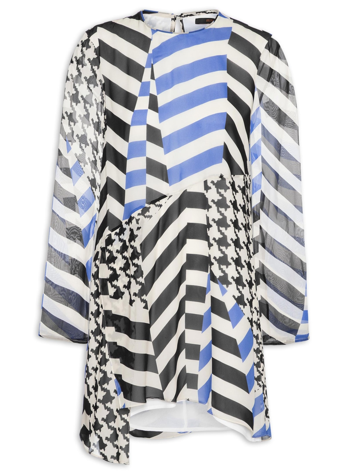 Vestido Curto Assimétrico Listra Patch - Preto