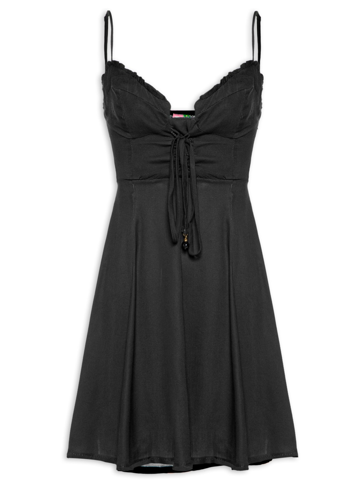 Vestido Curto Atado Orquídea - Preto