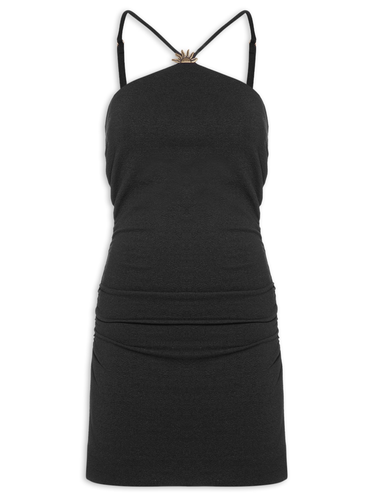 Vestido Curto Aviamento Preto Farm