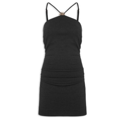 Vestido Curto Aviamento - Preto
