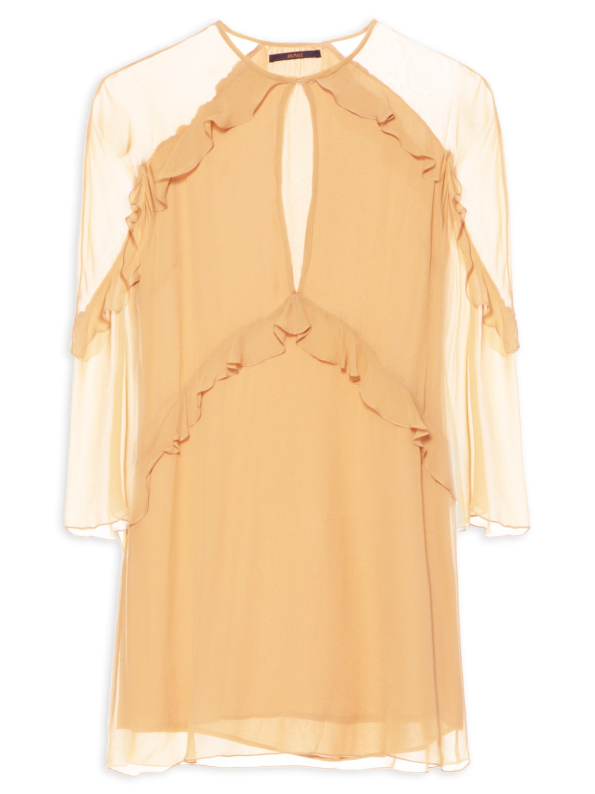 Vestido Curto Babados Doe - Bege